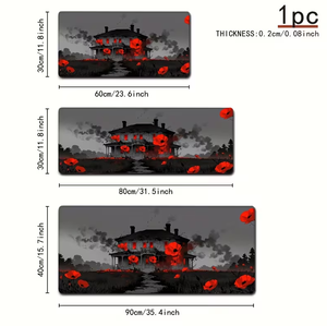 แผ่นรองเมาส์สำหรับเล่นเกมลายดอกไม้สีแดง - 15.<span class=keywords><strong>7</strong></span> X 35.4 นิ้ว พร้อมฐานยางกันลื่นและขอบเย็บ - Product Image 4
