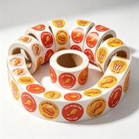 Étiquettes autocollantes personnalisées en vinyle holographique résistant à l'huile pour emballages alimentaires, rouleaux de logos pour boîtes à emporter de restaurants, burgers, frites, snacks, autocollants de marque