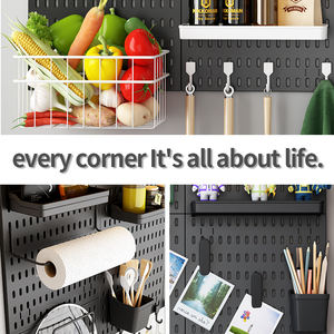 <span class=keywords><strong>Solution</strong></span> de rangement simple, panneau perforé polyvalent pour présentation DIY, arrangement élégant pour service à thé, parfait pour l'entrée de la maison, le salon - Product Image 4