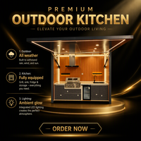 Cuisine extérieure préfabriquée en aluminium composite de qualité supérieure pour villa de luxe, idéale pour les projets de barbecue dans la cour.