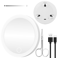Miroir de maquillage LED grossissant personnalisé avec éclairage, support arrière à ventouse puissante pour salle de bain