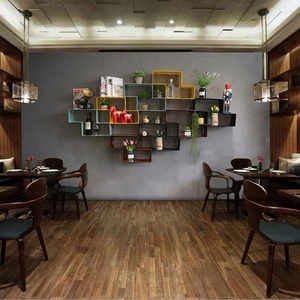 Étagère murale en métal <span class=keywords><strong>pour</strong></span> loft rustique, étagère créative, organisateur de rangement, coin de fleur, décor de chevet, cuisine, support flottant en bois - Product Image 2