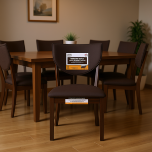 Set moderno 2 pezzi di legno massello con finitura noce sedie da pranzo in tessuto cioccolato fondente sedie laterali imbottite - Product Image 2