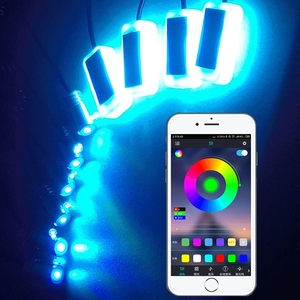 แถบแสง LED RGB รอบรถยนต์,โคมไฟสร้างบรรยากาศ8สีควบคุมผ่านแอปสำหรับตกแต่งภายในรถยนต์เลือกเพลงได้เองสายไฟเบอร์ออปติก8ม. - Product Image 2