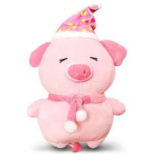 8589 Peluche de Cerdito Rosa Personalizado con Bufanda y Gorro de Santa, Muñeco de Peluche, Regalo de San Valentín para Novias y Enamorados - Product Image 1