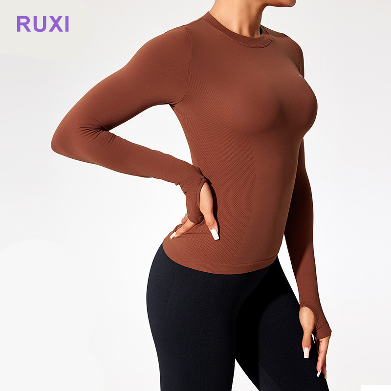 Long Sleeve Sport Sweat Fitness T-shirts Slimming Running T-Shirt Tight Yoga Wear Tops Active Wear Ladies Tight Yoga T-shirt