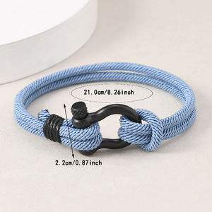 Pulseras Unisex de Moda Deportiva Hechas a Mano con Hebilla en Forma de Herradura en Acero Inoxidable y Cuerda Trenzada de Milán - Product Image 5
