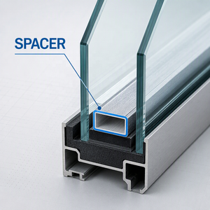 <span class=keywords><strong>Porta</strong></span> Scorrevole in Lega di Alluminio di Alta Gamma, Impermeabile e Termoisolante, con Doppio Vetro Temperato per Cucina, Esterni e Hotel - Product Image 1