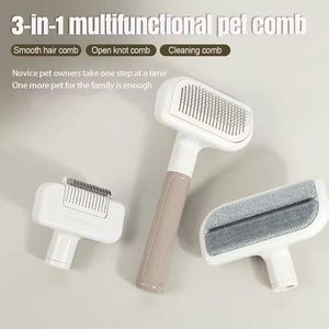 3-In-1 <b>Pet</b> Grooming <b>Brush</b> Kit For Cats Multifunctional Shedding Comb Gentle On Hands Plastic Design - Product Image 3