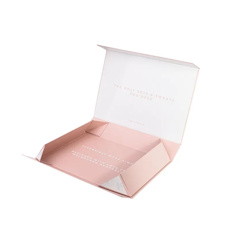 Custom Pink Magnetic Folded Gift Box Luxury Rigid Folding Gift Box Matte Finishing Packaging Box