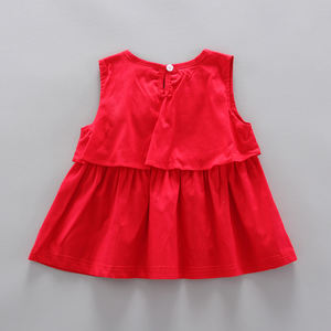 Ensemble d'été élégant pour filles, en coton biologique, sans manches, couleur unie, pour bébés - Product Image 5