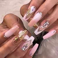 Ongles décoratifs design personnalisé, ongles acryliques de jeune femme, ongles longs, fournisseur de ballerine
