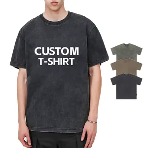 Acid Wash T Shirt 100% Cotton Custom Plus Size Mens Drop Shoulder Thick Summer Clothes For Mens Clothing Heavyweight T-shirt