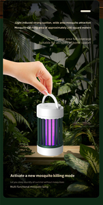 3-in-1 Electric Shock Mosquito <b>Killer</b> Lamp with Night Light, 365nm UV Light Wave Trap, USB Rechargeable Silent Bug Zapper for In - Product Image 3