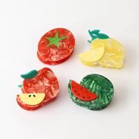 Yuxi Pinces à cheveux amusantes en acétate de cellulose écologique personnalisables, 7 cm, taille moyenne, motif fruits d'été, pour femmes, usage quotidien