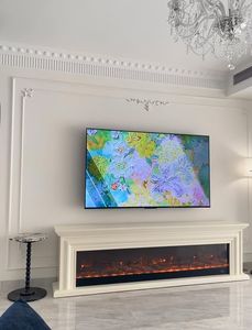 1-2 Meter TV-Schrank aus Massivholz mit Heizkamin und simulierter Flamme im französischen Stil für Villa & Wohnmöbel für den Einsatz in Apartments - Product Image 2