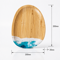 Planche à découper en bambou naturel en forme de cœur, personnalisée OEM, avec motif vague océanique imprimé, ustensiles de cuisine écologiques pour la décoration de la maison