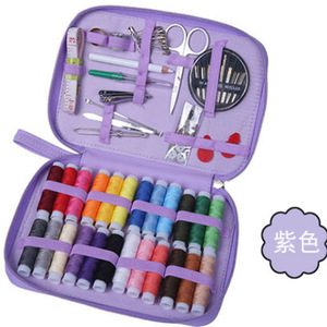 Sewing Kit Portable Leather Oval Sewing Set With Thread Needles Scissors For Home Sewing - Product Image 3
