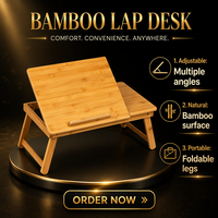 Support de genoux en bambou pliable et réglable avec support de livre pour canapé, table compacte pour ordinateur portable