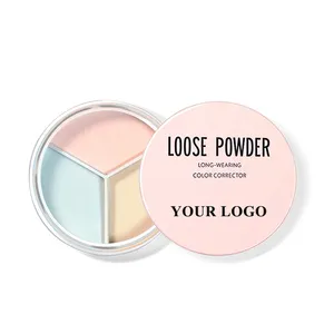 12g 3 couleurs pot de poudre libre avec tamis et maquillage feuilleté poudre de réglage libre rose poudre libre