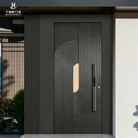 Porte d'entrée en aluminium coulé pour projets commerciaux de villas et d'hôtels, porte de sécurité moderne anti-effraction sur mesure