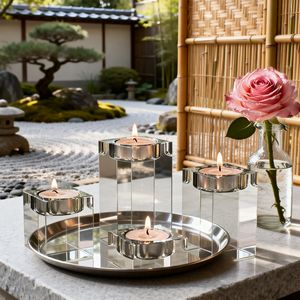 Portacandele Piccolo in Cristallo Trasparente Minimalista di Lusso, Decorazione Creativa per Matrimoni, Portacandele Vuoto Inciso al Laser 3D. - Product Image 5