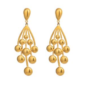 ต่างหูแฟชั่นเกาหลีแบบขายส่ง ป้องกันการหมอง ผลิตจากสแตนเลสสตีล 316L ชุบทอง 18K PVD รูปทรงองุ่น สำหรับผู้หญิง - Product Image 5