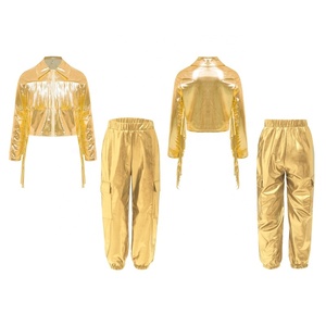 Ensemble veste et pantalon métallisé pour filles de 6 à 16 ans, pour hip-hop, jazz, soirées à thème, cosplay, carnavals, concours de danse - Product Image 4