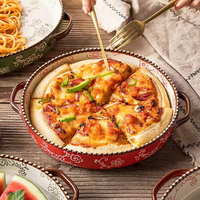 MIXWARES Plat à tarte en céramique de 10,5 pouces avec double poignée, plat de cuisson rond profond de 880 ml pour la cuisson, le rôtissage, la lasagne, le quiche