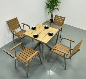 Table de jardin carrée minimaliste en aluminium sur mesure avec plateau en composite bois-plastique, mobilier de patio, mobilier de jardin - Product Image 5