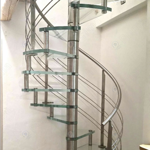 Escalera de Caracol flotante para interiores, peldaños de madera de roble macizo, balaustrada de Vidrio Curvo, Marco inoxidable, Villa, apartamento, pequeño Loft - Product Image 2