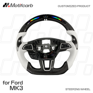 พวงมาลัยคาร์บอนไฟเบอร์ LED แบบกำหนดเองสำหรับ Ford Focus MK3 RS ST ST-Line Hatchback ปี 2015-2018 พร้อมหุ้มหนังแบบเจาะรู - Product Image 2