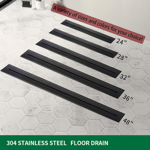Pano.V <b>Linear</b> Shower <b>Drain</b> 24 Inch 304 Stainless Steel Matte Black Removable Grate Cover Adjustable Feet Rectangle for Bathroom - Product Image 4