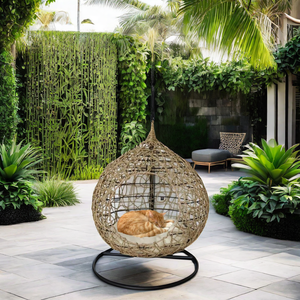 Leisure Modern Design <b>Hanging</b> <b>Chair</b> Outdoor Seagrass Steel Pet Swing <b>Chair</b> PE Rattan Living Room Park Hotel Exterior Use - Product Image 1