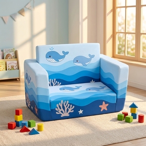 Canapé-lit 2-en-1 <span class=keywords><strong>pour</strong></span> enfants, motif dessin animé, pliable, avec motifs mignons, canapé léger en <span class=keywords><strong>mousse</strong></span>, housse lavable - Product Image 1
