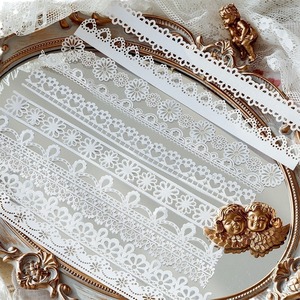8 pièces de papier autocollant en dentelle ajourée, série <span class=keywords><strong>Alice</strong></span> Tea Party, carnet, <span class=keywords><strong>journal</strong></span>, matériel de <span class=keywords><strong>d</strong></span>écoration DIY, lot de papier de base - Product Image 5
