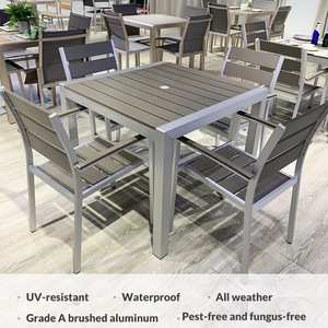 Coets métal aluminium brossé salle à manger extérieur restaurant accoudoir fauteuils chaises ensemble de chaises en aluminium pour Restaurant - Product Image 5
