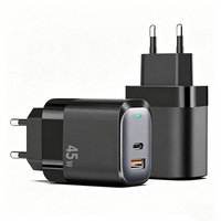 Chargeur GaN 65W, charge rapide PD3.0, adaptateur de voyage USB C EU, chargeur mural portable pour ordinateur portable, téléphone, tablette