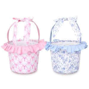 Canasta de Pascua de Lona Floral ESiVON al por Mayor con Volantes, Lazo Decorativo y Asa para Niños, Caza de Huevos, Decoración de <span class=keywords><strong>Picnic</strong></span> de Primavera, Regalos para Fiestas, Digital - Product Image 1