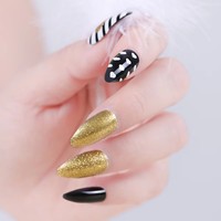Fengshangmei Faux Ongles Écologiques en ABS, Forme Stiletto, à Presser, Couverture Complète, Fournisseur en Gros, Design