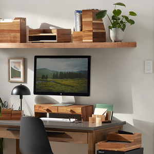 แท่นวางจอคอมพิวเตอร์คู่ ทำจากไม้กระถิน พร้อมชั้นวางของสำหรับจัดระเบียบโต๊ะทำงาน เหมาะสำหรับคอมพิวเตอร์แล็ปท็อป ใช้ในบ้านหรือสำนักงาน - Product Image 6