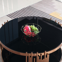 Table basse ronde en vente chaude, plateau en verre trempé noir, pieds en acier inoxydable, table centrale, table d'appoint unique pour le bureau ou le salon