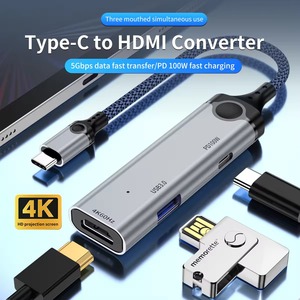 Adaptador Portátil 3 en 1 Tipo C a USB 3.0 Hub Multipuerto 4K 60HZ con Carga PD 100w, Adaptador USB-C - Product Image 1