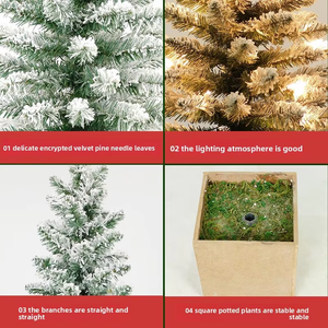 Mini <span class=keywords><strong>sapin</strong></span> <span class=keywords><strong>de</strong></span> Noël <span class=keywords><strong>de</strong></span> 120 cm, écologique, 96 aiguilles, floqué, <span class=keywords><strong>de</strong></span> haute qualité, à piles, avec base <span class=keywords><strong>de</strong></span> table et design <span class=keywords><strong>en</strong></span> <span class=keywords><strong>pot</strong></span> carré - Product Image 3