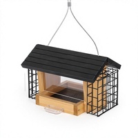 Mangeoire à oiseaux moderne pliable en bois, suspendue, pour oiseaux sauvages, cage à suets, mangeoire à graines, abreuvoir à nectar pour colibris, décoration de jardin