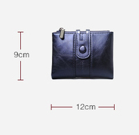 Dompet Wanita Rfid Kecil, Dompet Kulit Lipat Dua, Dompet Koin Vintage dengan Ritsleting dan Kancing