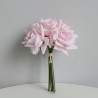 Vente en gros de Roses artificielles en Latex, bouquet de fleurs au toucher réel pour décoration de mariage, centre de table fleur