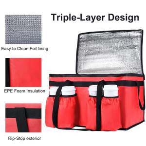 Expandable Insulated Hot Pizza <b>Bags</b> for <b>Delivery</b> <b>Bike</b> Large <b>Delivery</b> <b>Bag</b> with Side Pockets Reflective Strip for Camping Beach - Product Image 4