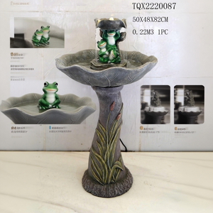 Statue de grenouille en polyrésine durable, <span class=keywords><strong>fontaine</strong></span> d'eau extérieure avec fleur de lotus, abreuvoir <span class=keywords><strong>pour</strong></span> oiseaux, décoration de jardin - Product Image 4