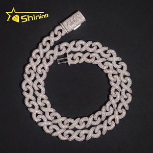 قلادة مجوهرات من الفضة الصلبة للرجال 10 مثلجة من سلسلة ربط اللانهاية مع قفل قفل اسم مخصص - Product Image 1